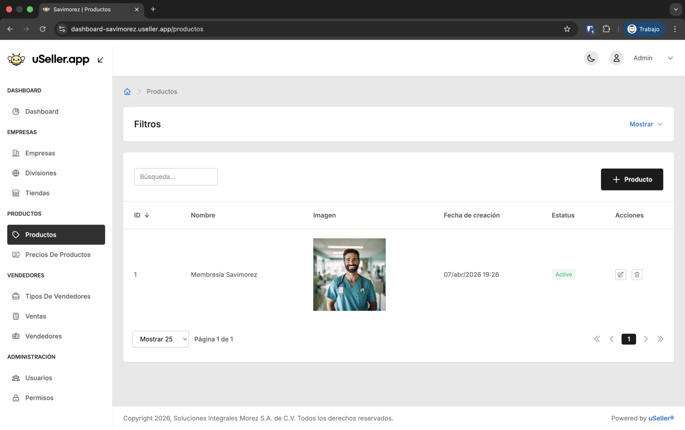 Panel de control para monitoreo de rendimiento comercial