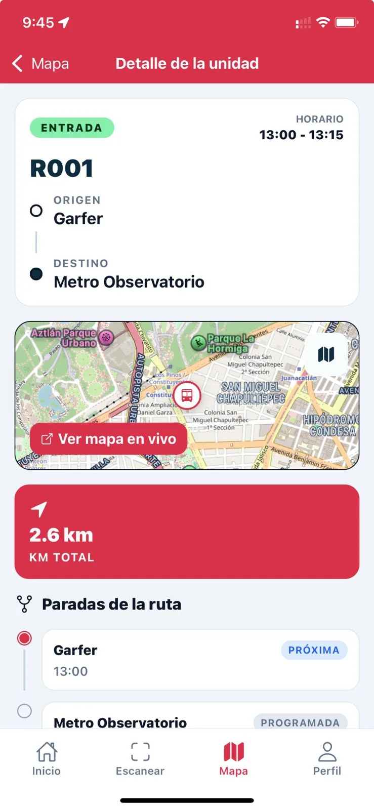 Panel de control con métricas de viajes, abordajes e incidentes